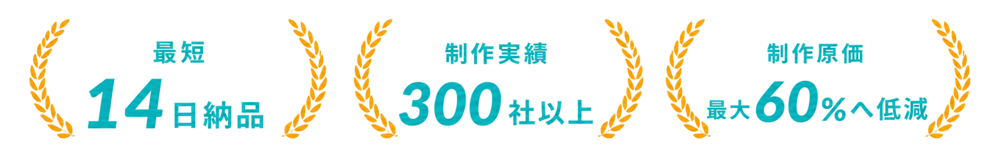 最短14日納品／専任ディレクター監修／制作原価圧縮